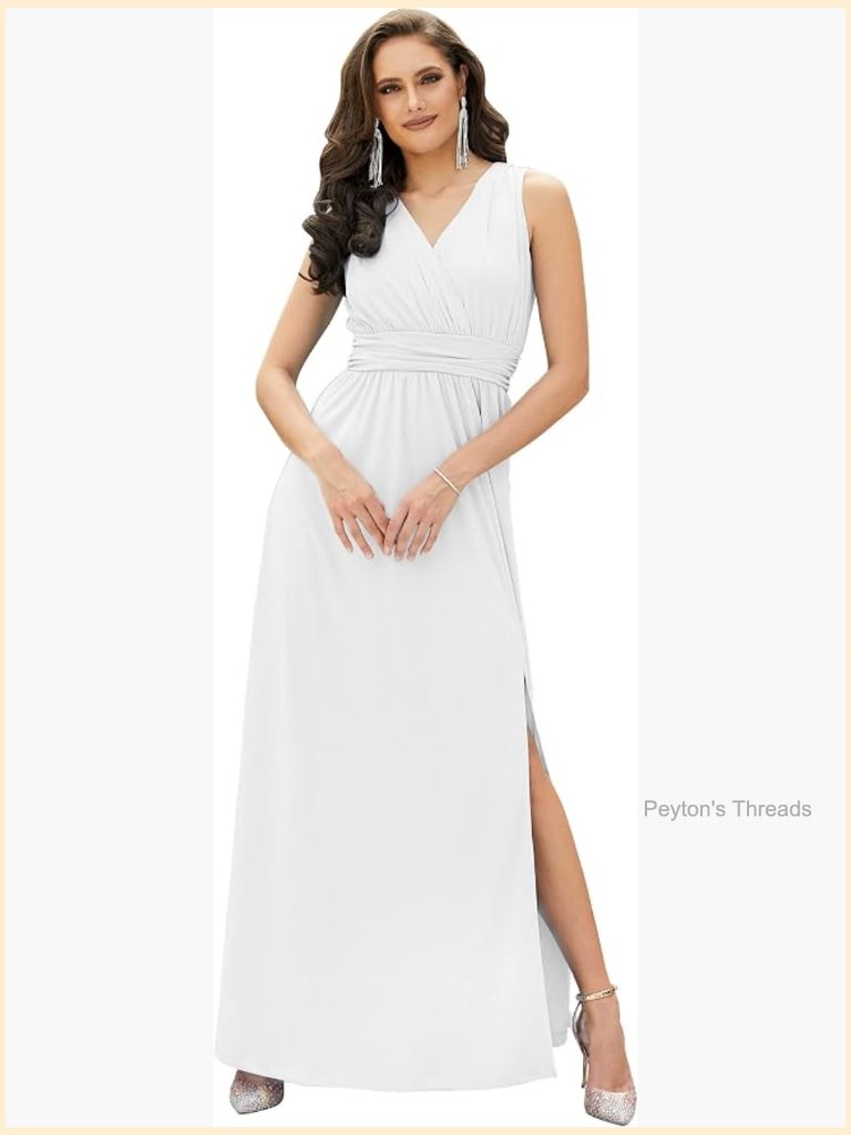 Sleeveless V-Neck Maxi Dress With Split